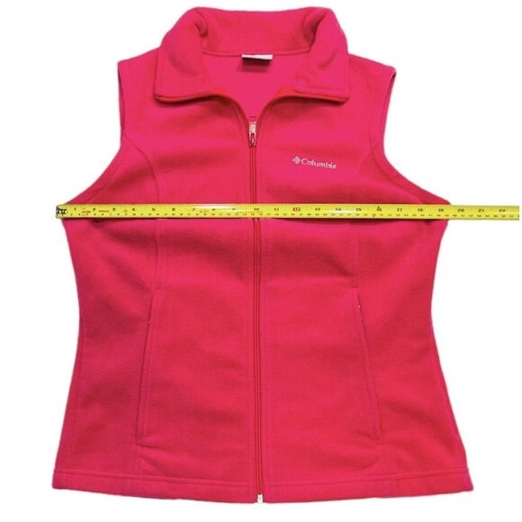 COLUMBIA Pink Fleece Vest Women's Small Full Zip w/Zip Pockets Autumn Outdoors - Picture 10 of 14